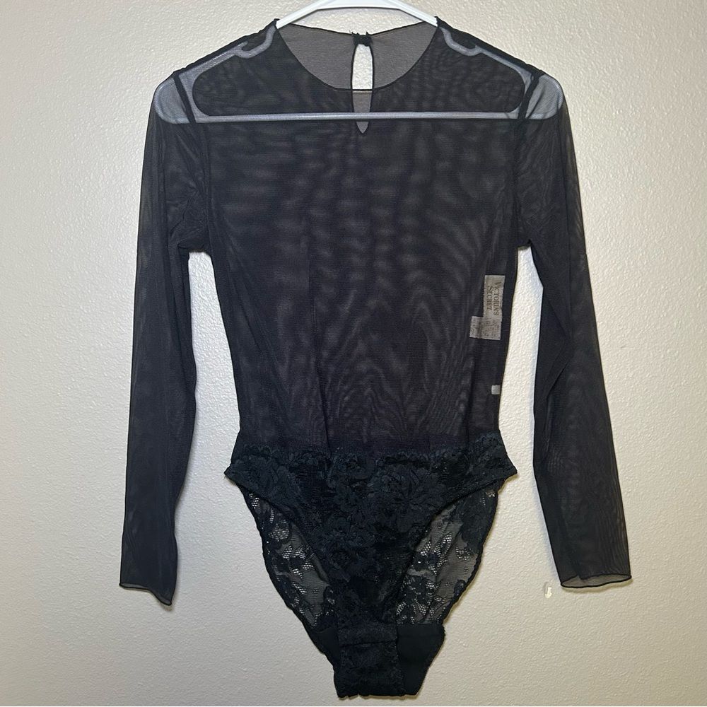 Victoria’s Secret Vintage Gold Label Black Mesh Lace Bodysuit Women’s size small